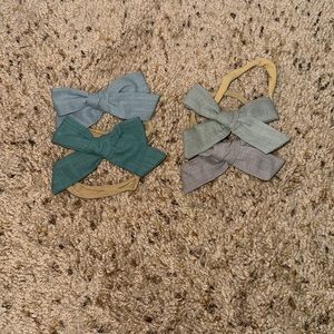 SET OF 4 Baby Bows Nylon Headbands,Baby Linen Handmade Headbands with Bows